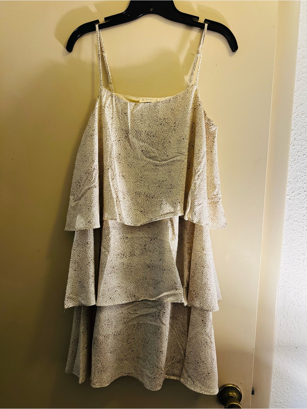 Tiered Cream Spaghetti-Strap Dress